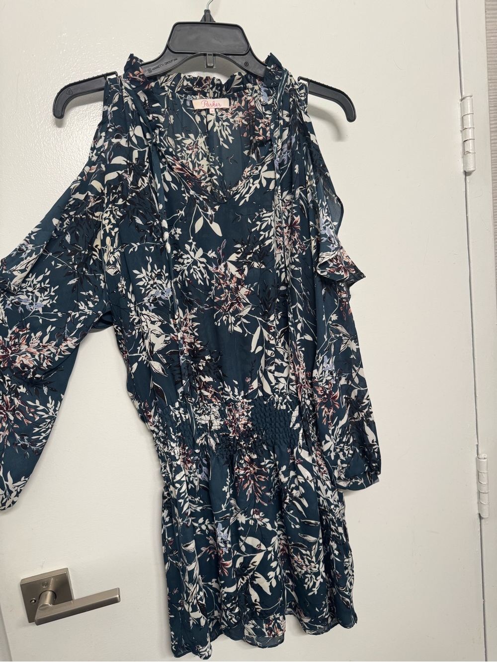 Parker Teal Floral Cold-Shoulder Tunic Dress